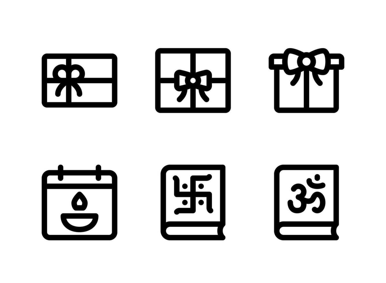 semplice set di icone di linee vettoriali relative al diwali