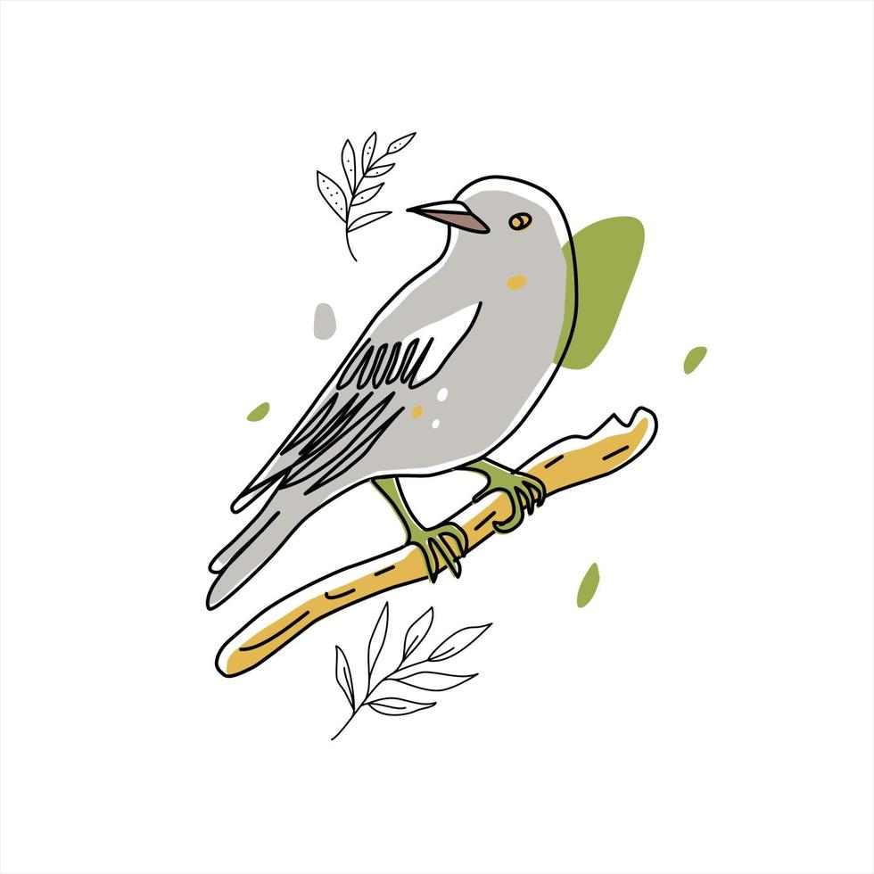 illustrazione di uccelli. raccolta di simpatici scarabocchi di uccelli disegnati a mano. stile della linea nel minimalismo su immagine vettoriale bianca