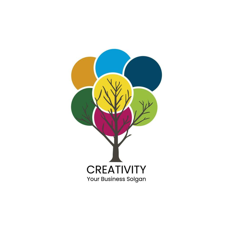 vettore creatività logo con colorato albero
