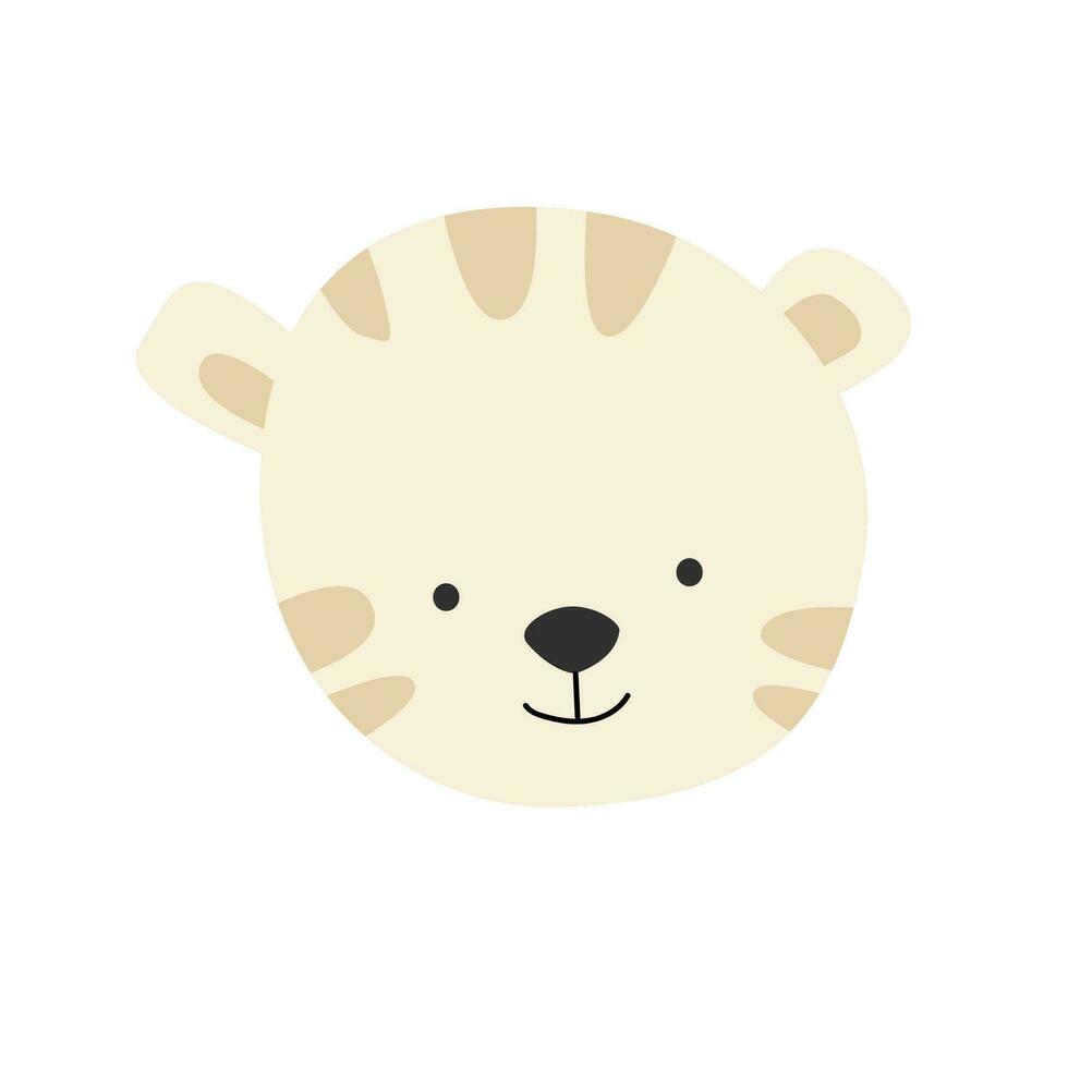 semplice ritratto bianca tigre di selvaggio bambino animale. vettore illustrazione di carino animale viso. utilizzabile per bambino sfondo, Stampa, manifesto, avatar.