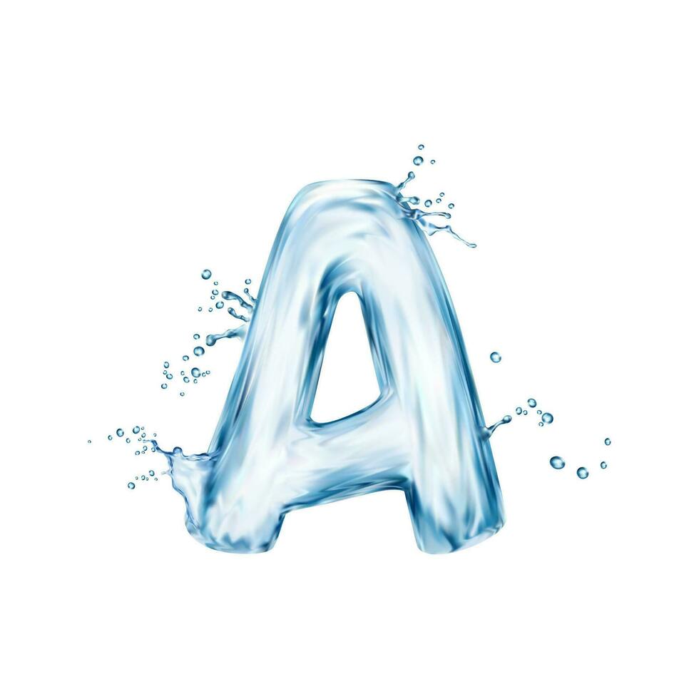 realistico acqua font, lettera un' flusso spruzzo genere vettore