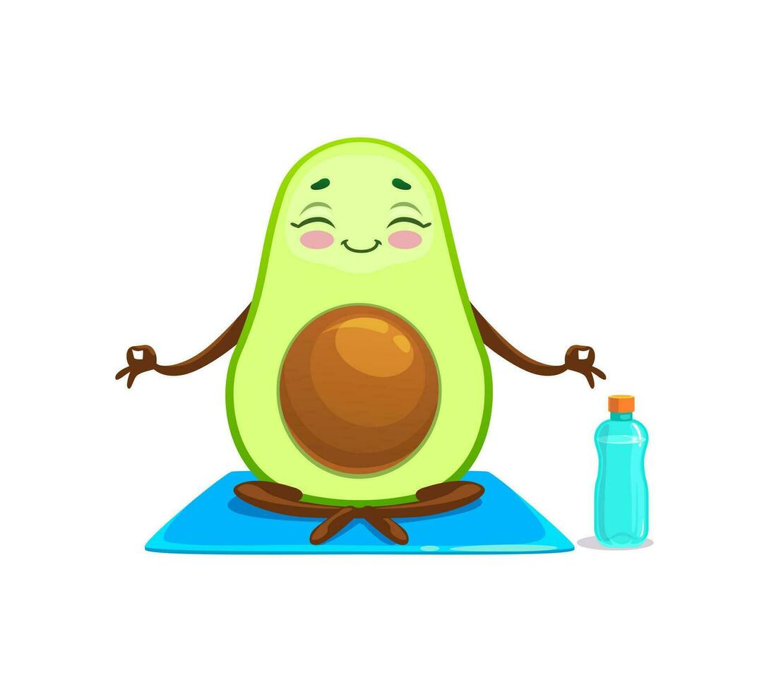 cartone animato messicano allegro avocado personaggio su yoga vettore