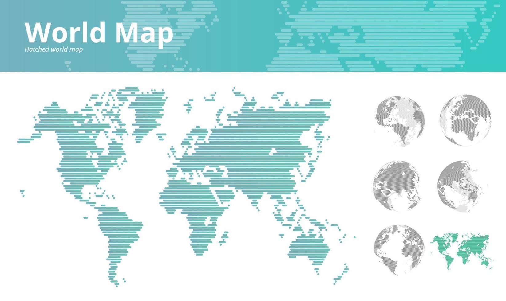 mappa del mondo tratteggiata vettore