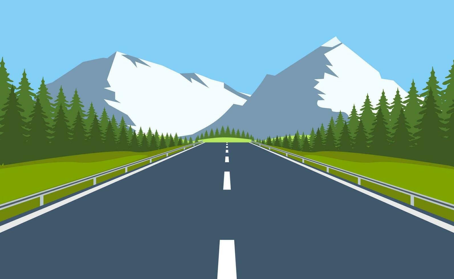 autostrada guidare con bellissimo paesaggio. viaggio strada auto Visualizza. vettore illustrazione nel piatto design