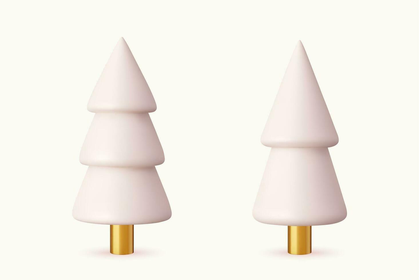 impostato di diverso stile Natale albero. bianca e d'oro realistico astratto Natale alberi. Natale decorazioni. 3d resa. vettore illustrazione