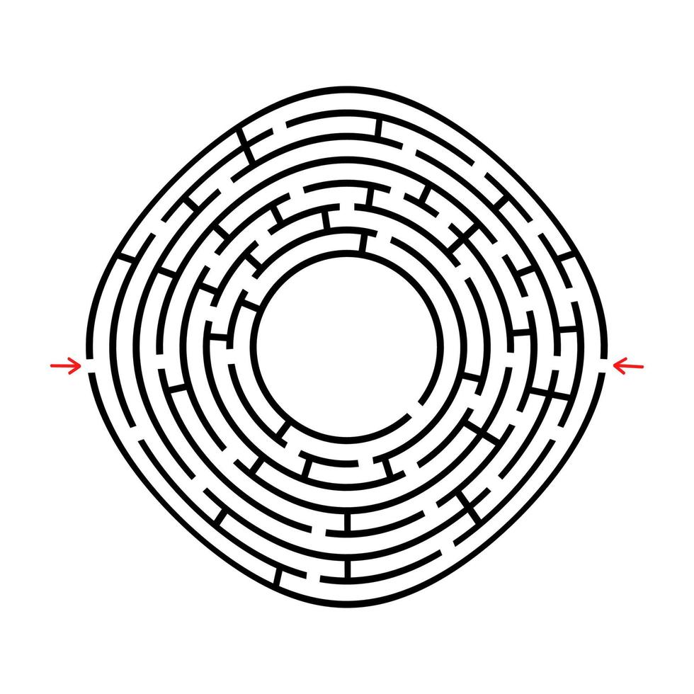 labirinto rotondo nero con un posto per il tuo disegno. un gioco interessante e utile per i bambini. semplice illustrazione vettoriale piatto isolato su sfondo bianco.