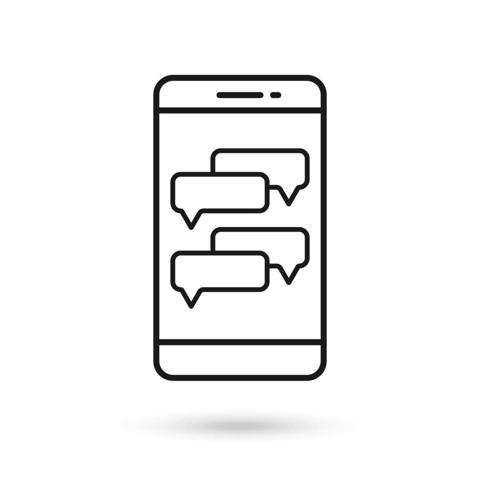 icona del design piatto del telefono cellulare con il simbolo dei fumetti vettore