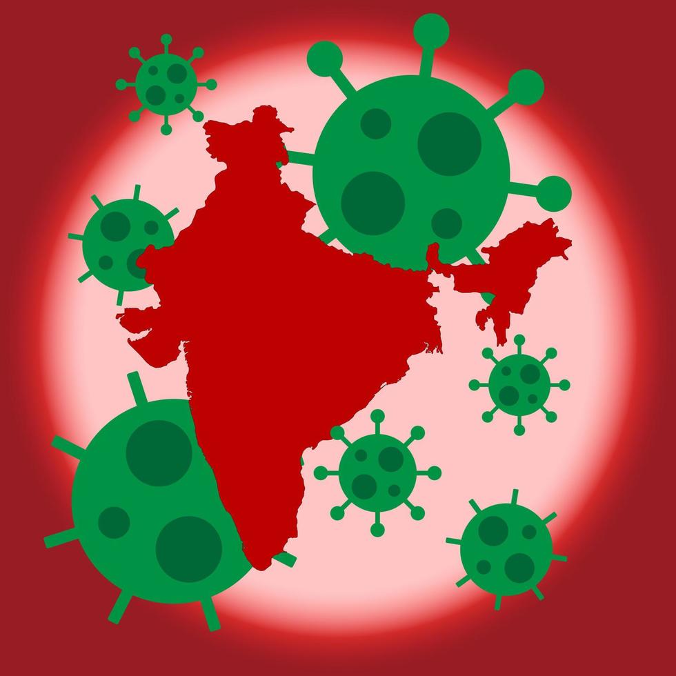 mappa dell'india con il concetto di virus covid-19. vettore