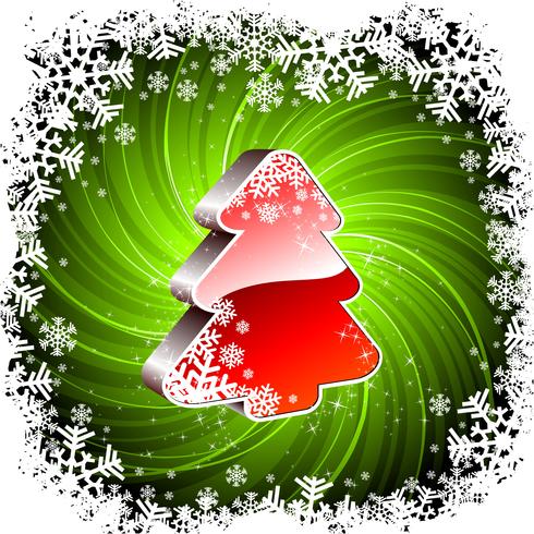 Vector l&#39;illustrazione di festa con l&#39;albero di Natale lucido 3d su fondo verde.