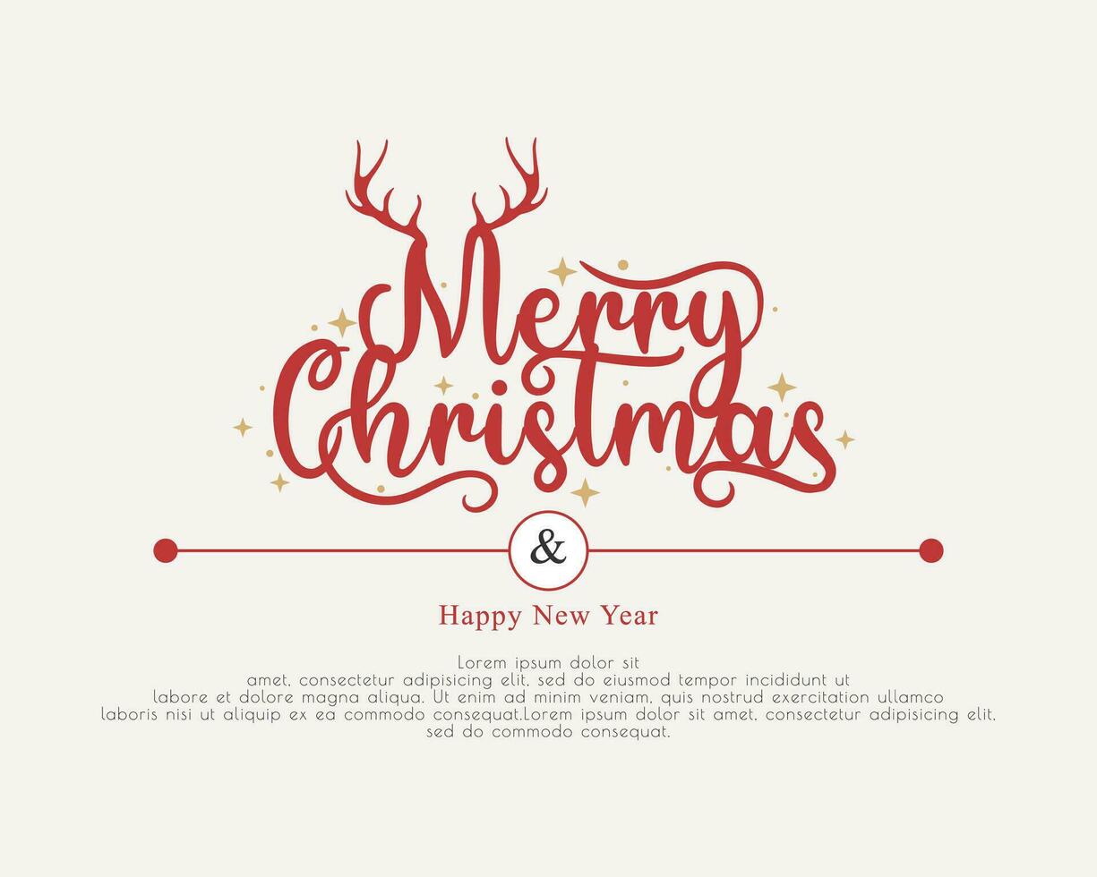 elegante allegro Natale e contento nuovo anno. lettering design carta modello vettore