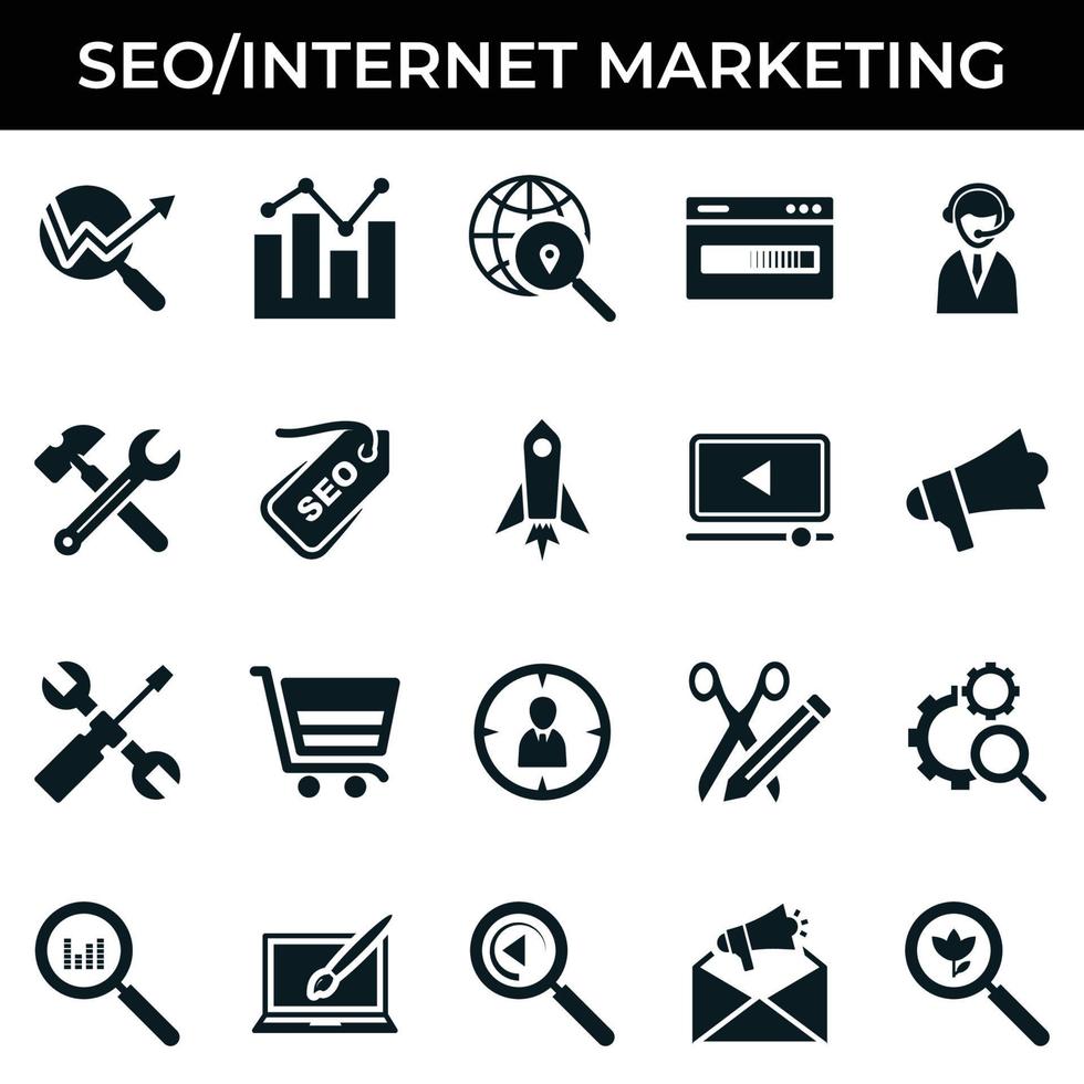 set di icone di marketing su Internet vettore