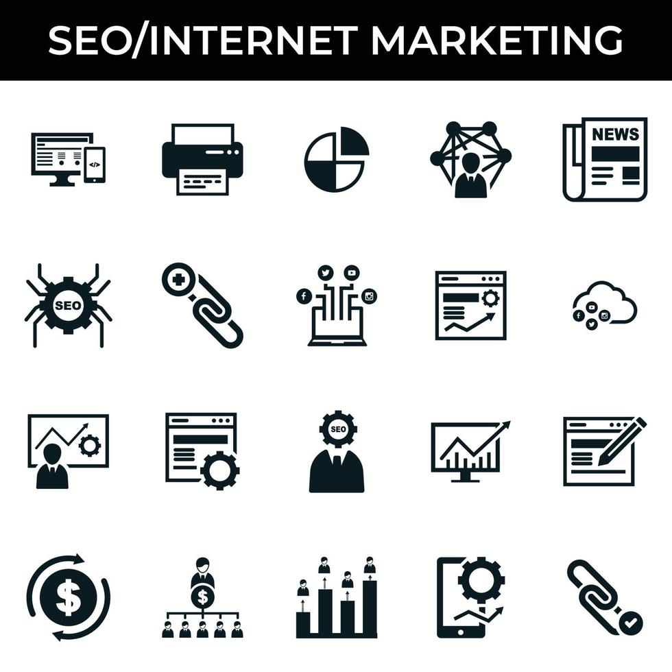 set di icone di marketing su Internet vettore