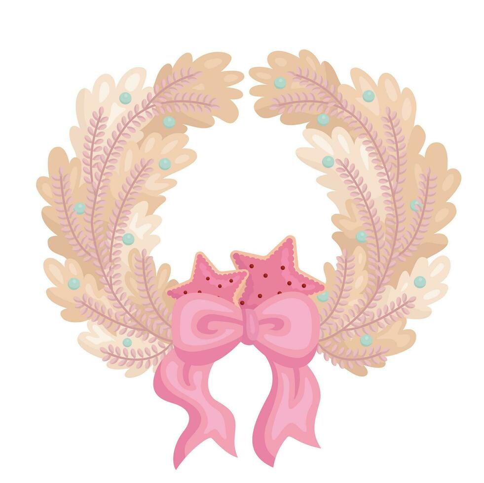 Natale nel rosa decorazione ornamenti oggetto Accessori sfondo cartone animato illustrazione vettore clipart etichetta