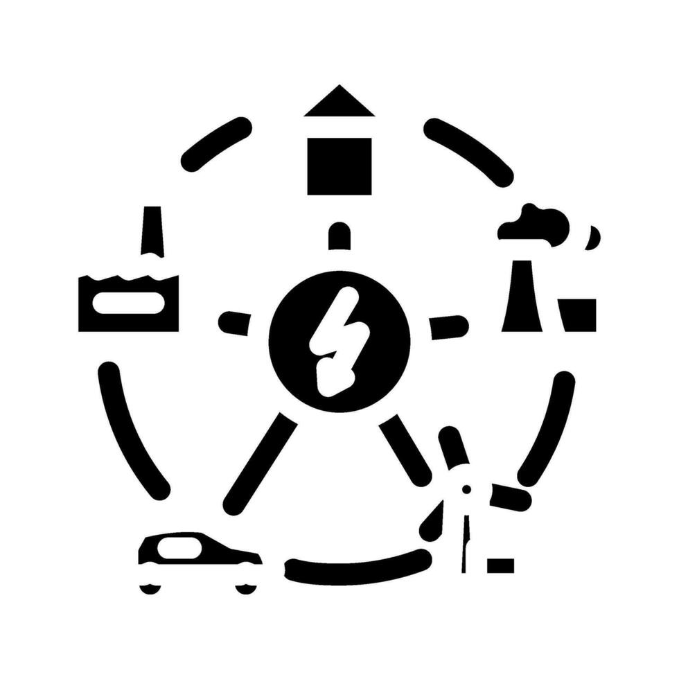 inteligente griglia energia glifo icona vettore illustrazione