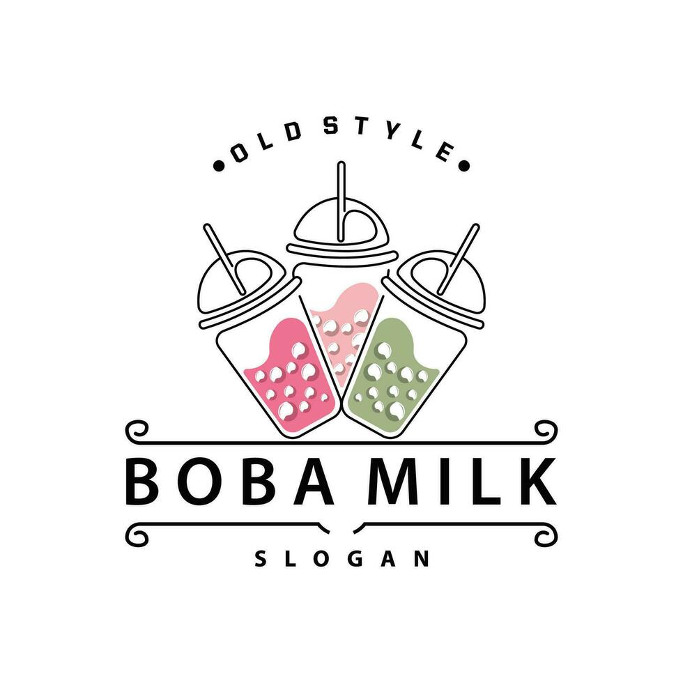 boba bevanda logo, latte tè carino boba perla gelatina bevanda bolla vettore semplice minimalista design