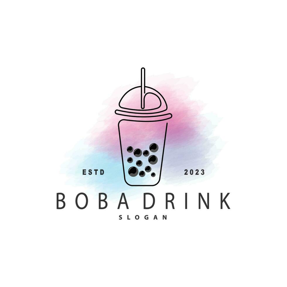 boba bevanda logo, latte tè carino boba perla gelatina bevanda bolla vettore semplice minimalista design