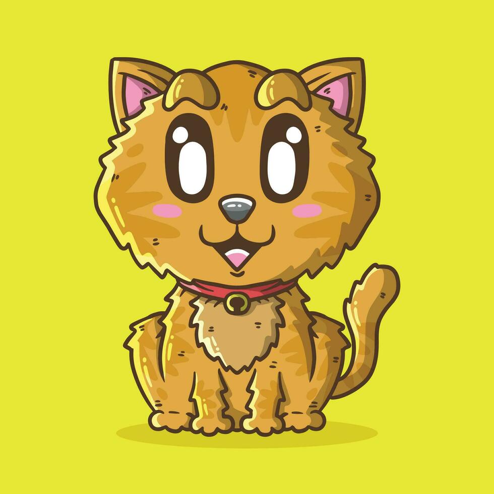 carino contento arancia gatto cartone animato vettore illustrazione. gatto vettore illustrazione