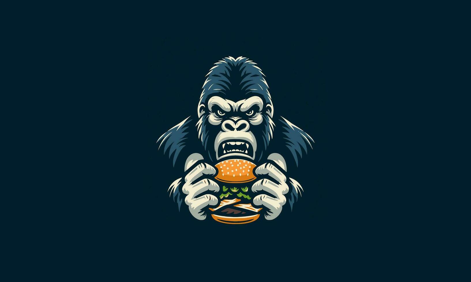 gorilla mangiare hamburger vettore illustrazione portafortuna design