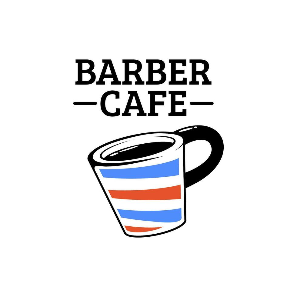 rosso blu barbiere negozio bar caffè boccale logo concetto design illustrazione vettore