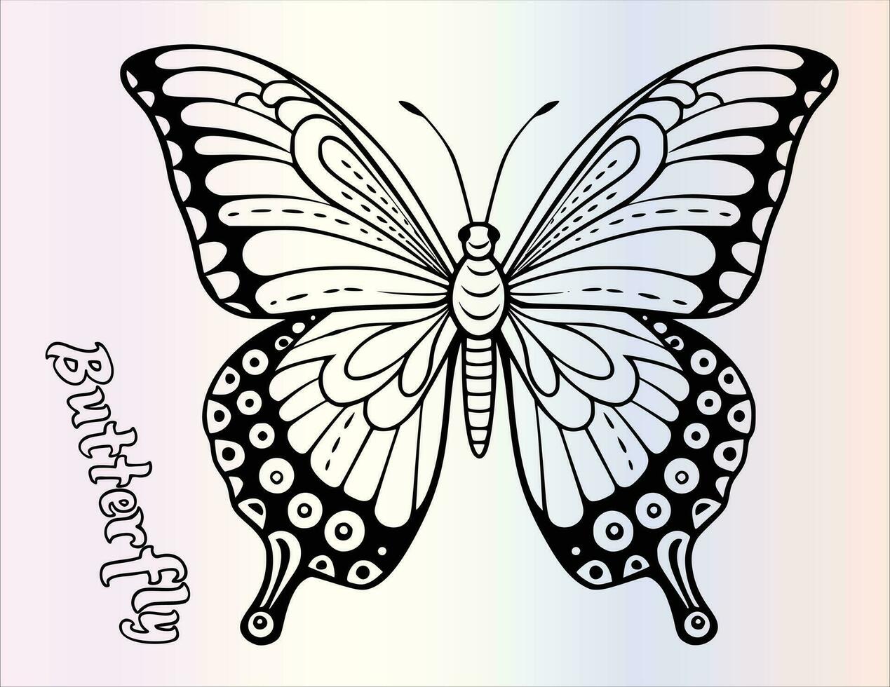 carino farfalla colorazione pagina disegno per bambini vettore