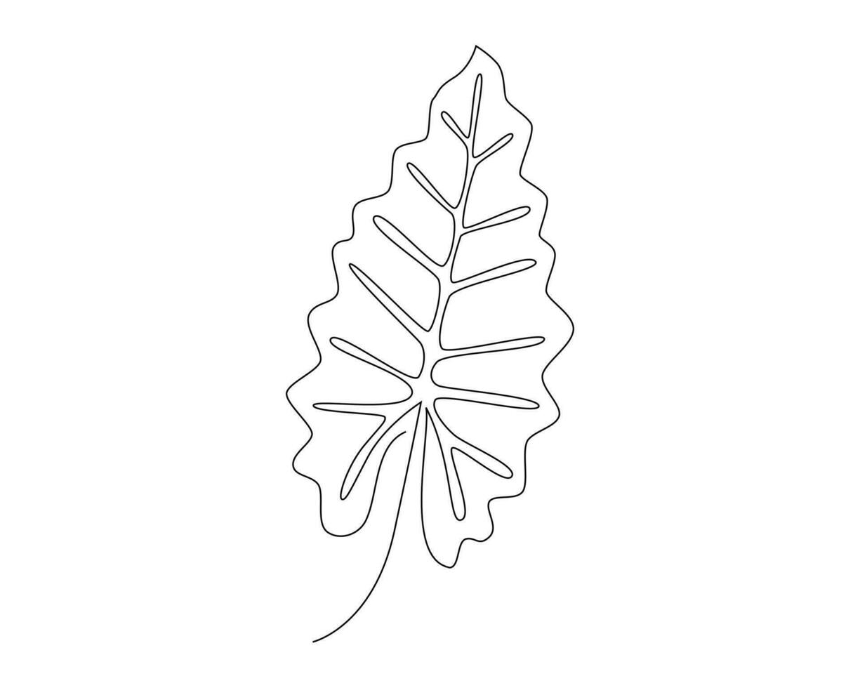 continuo uno singolo linea disegno Monstera foglia icona vettore illustrazione concetto