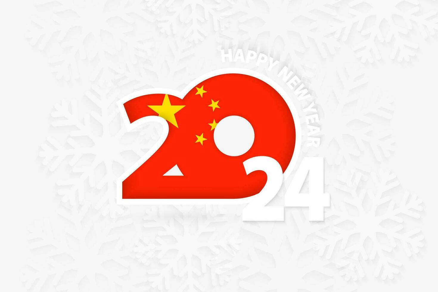 nuovo anno 2024 per Cina su fiocco di neve sfondo. vettore