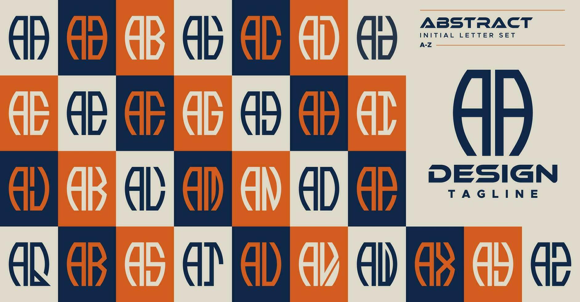 impostato di semplice astratto curva forma lettera un' aa logo design vettore