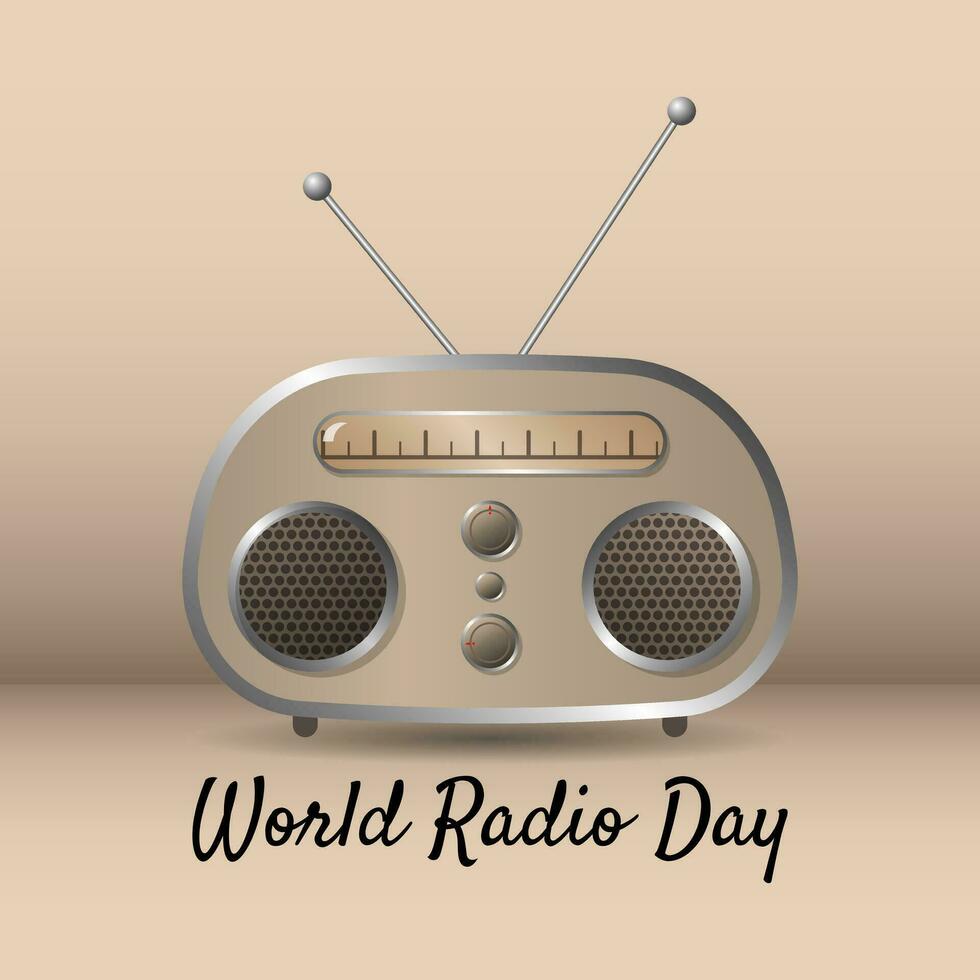 mondo Radio giorno manifesto con vecchio Radio vettore