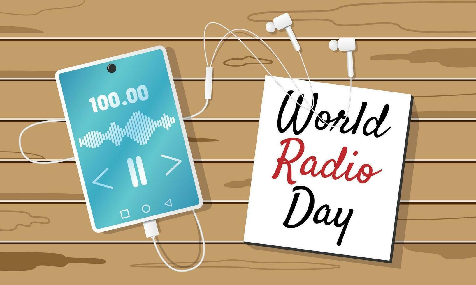 mondo Radio giorno manifesto con streaming Radio su smartphone vettore