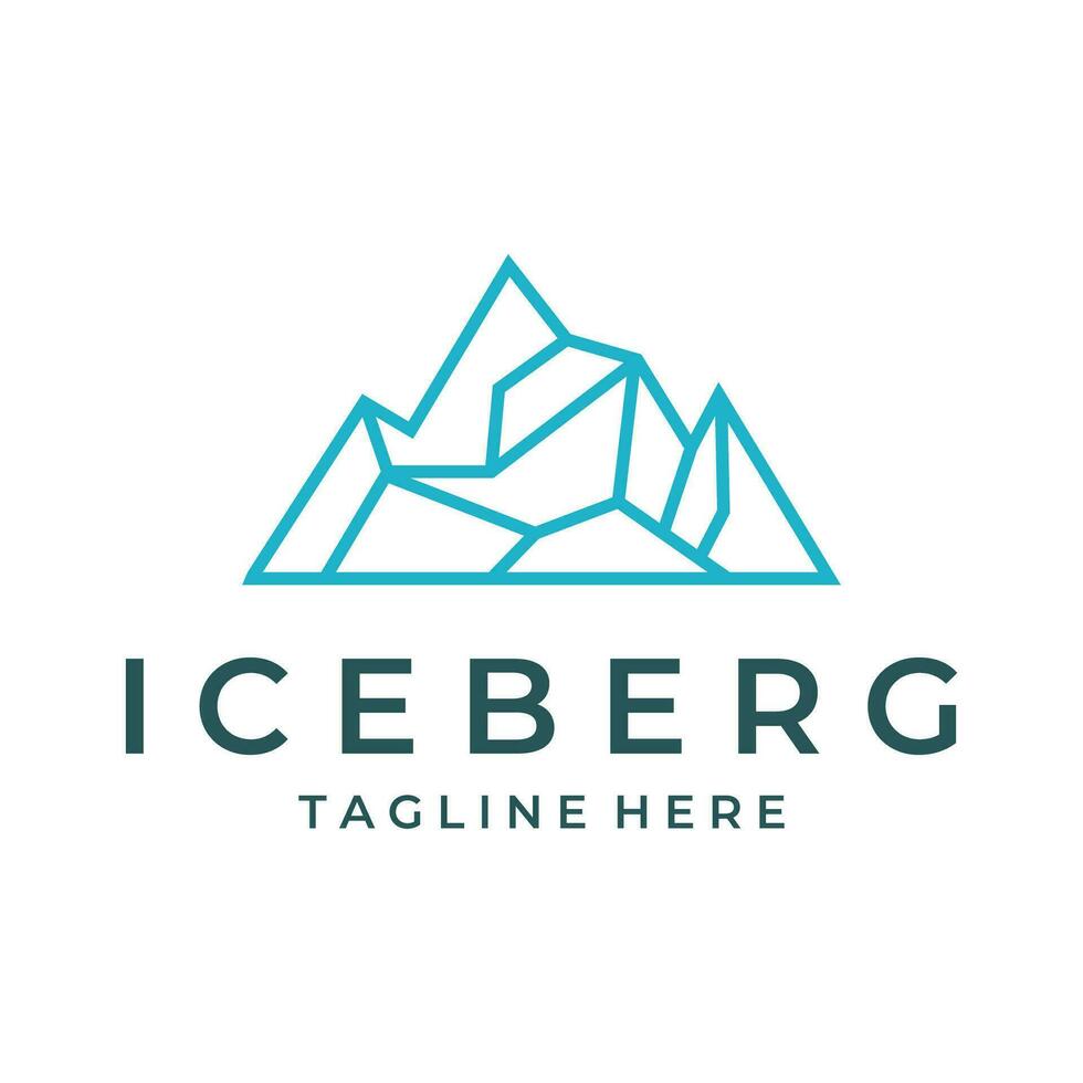 iceberg logo linea arte design modello, ghiaccio montagna icona design vettore