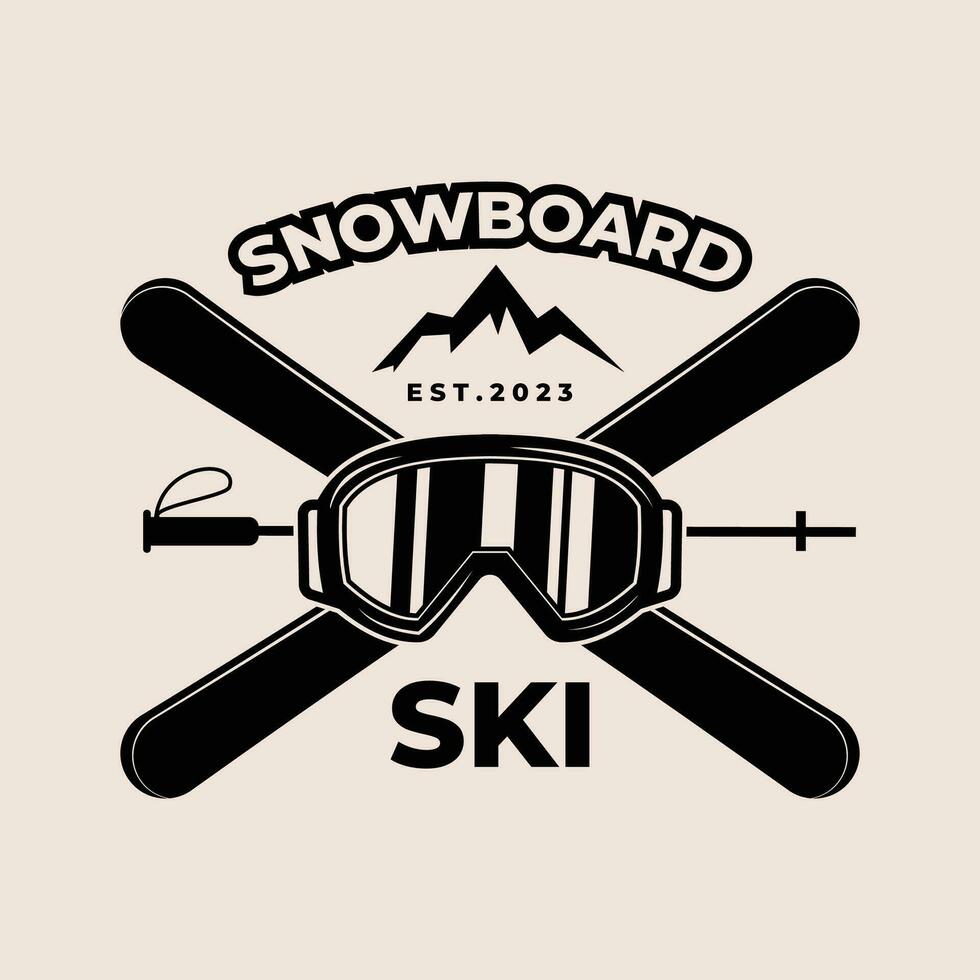 sciare emblema Vintage ▾ logo vettore icona illustrazione design modello