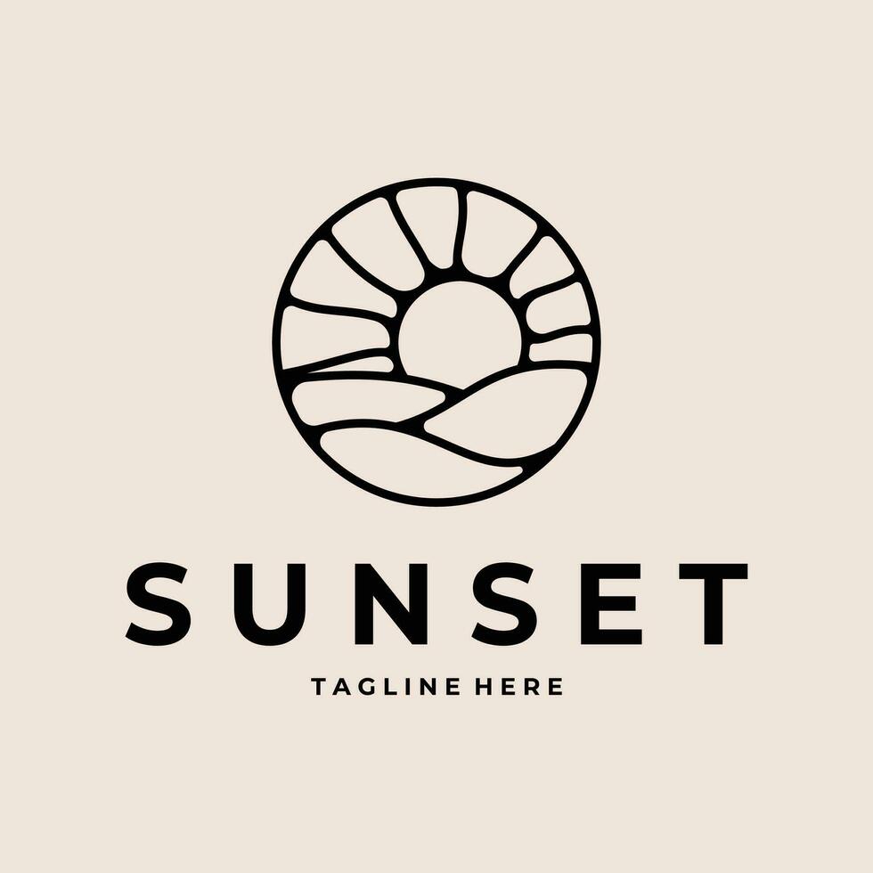 tramonto linea arte logo vettore minimalista design modello