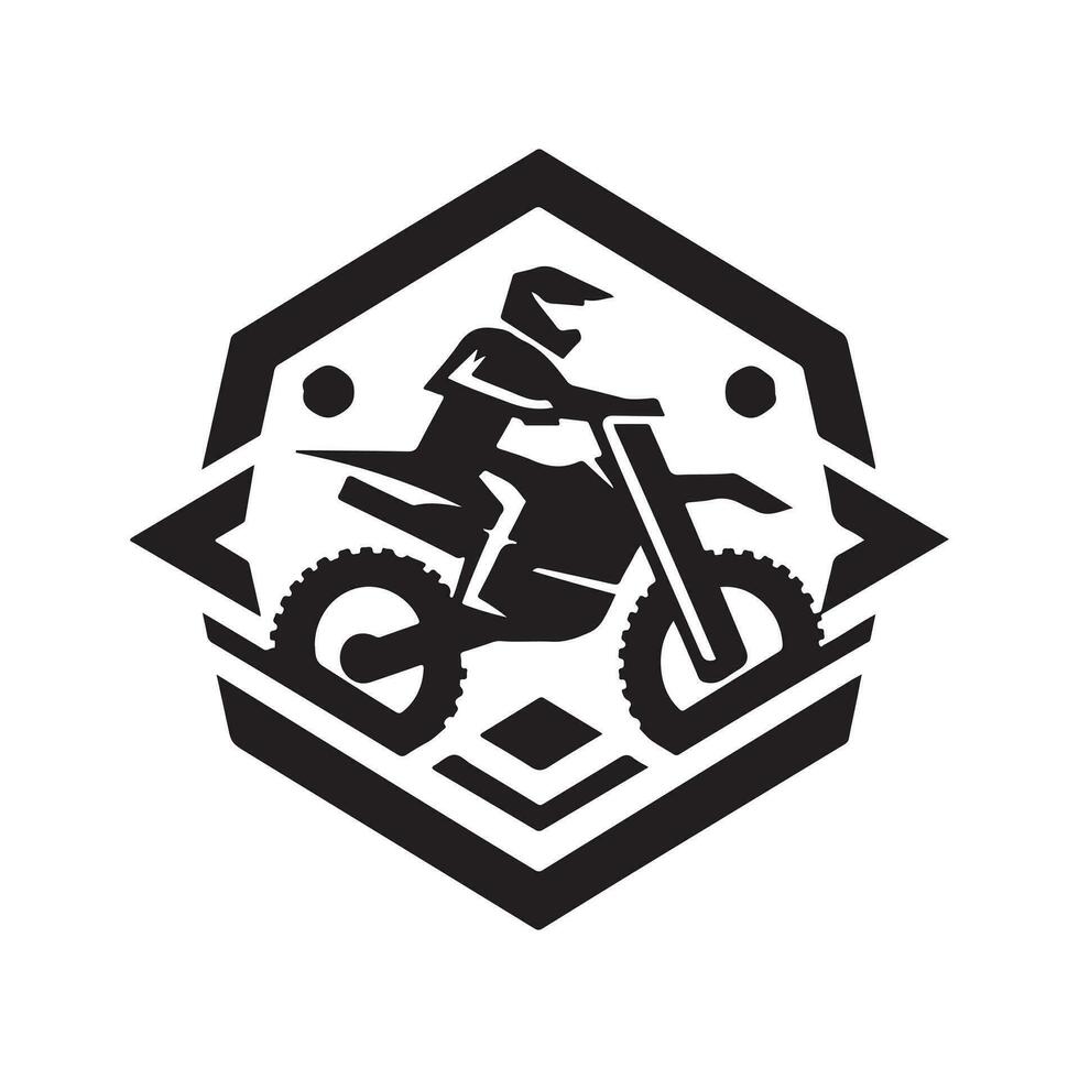 geometrico monocromatico illustrazione logo di motocross vettore