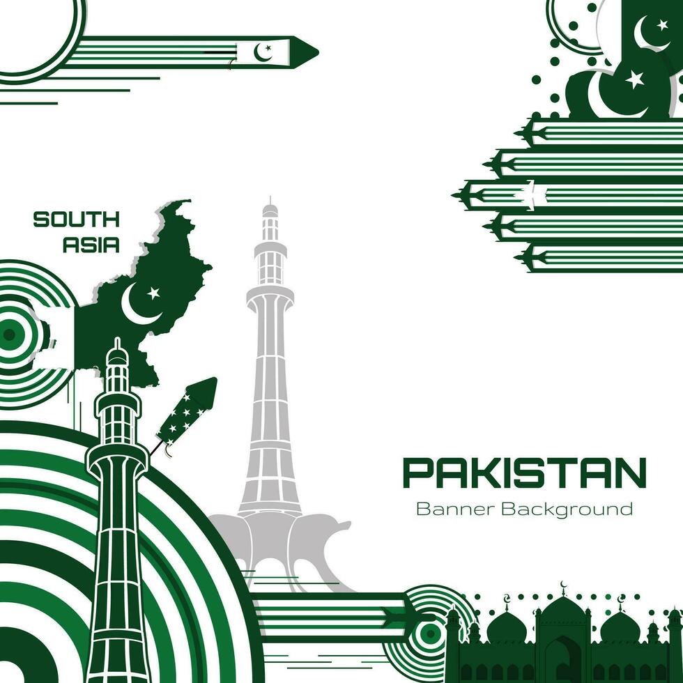 contento indipendenza giorno di Pakistan, illustrazione sfondo disegno, sociale media modello vettore