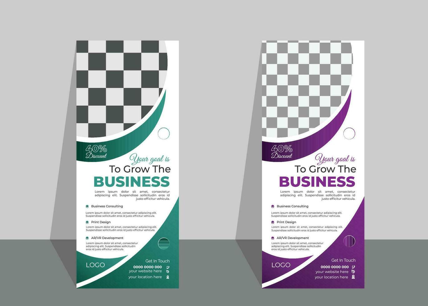 modello di progettazione banner roll up business moderno vettore