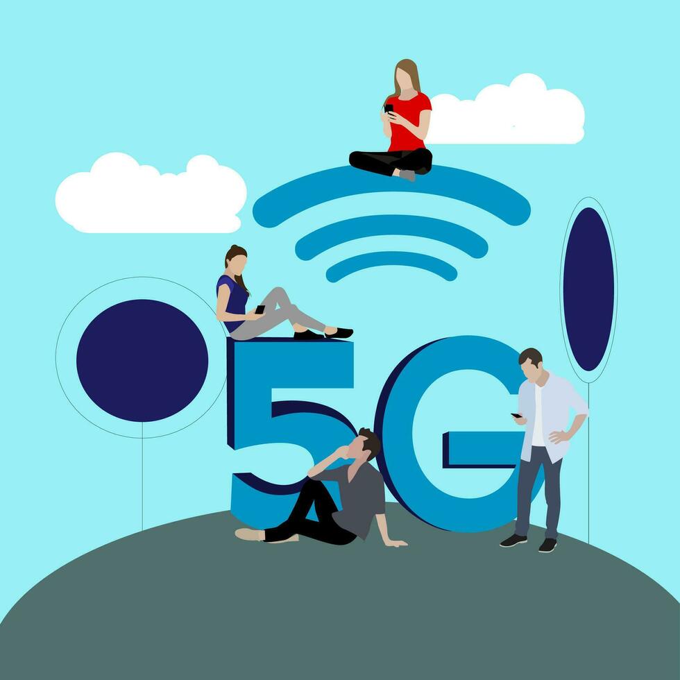 innovazione connessione quinto generazione senza fili. 5g digitale connessione per comunicazione e trasferimento informazione, vettore illustrazione