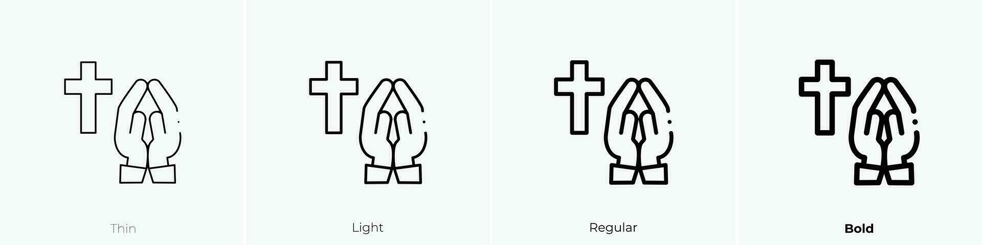 preghiere icona. sottile, luce, regolare e grassetto stile design isolato su bianca sfondo vettore