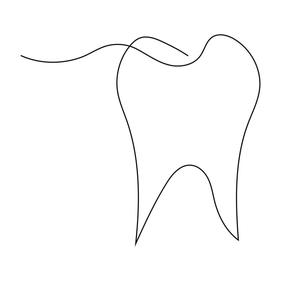 denti singolo linea continuo schema vettore arte disegno e semplice uno linea denti minimalista design