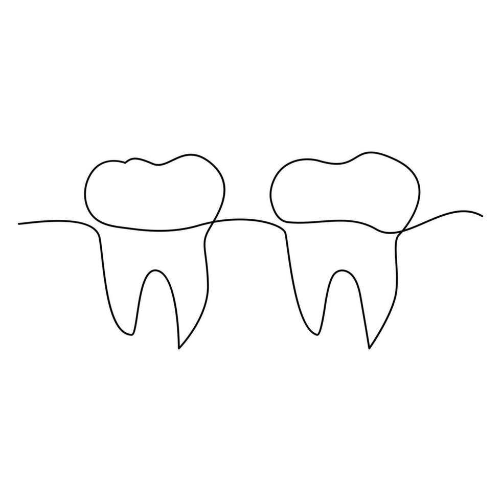 denti singolo linea continuo schema vettore arte disegno e semplice uno linea denti minimalista design