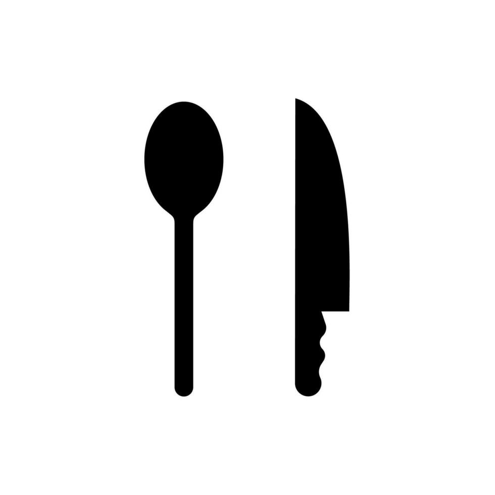 un' coltello e forchetta icona su un' bianca sfondo vettore