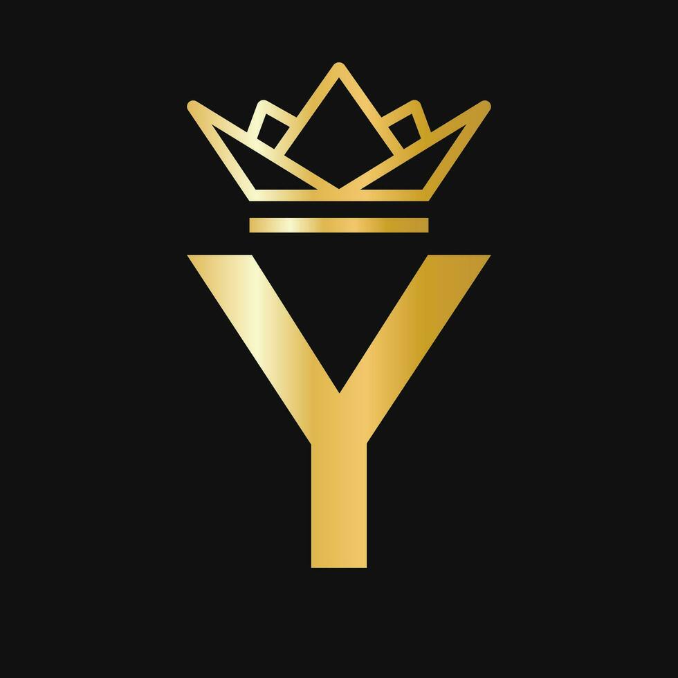lettera y corona logo. corona logo per bellezza, moda, stella, elegante, lusso cartello vettore