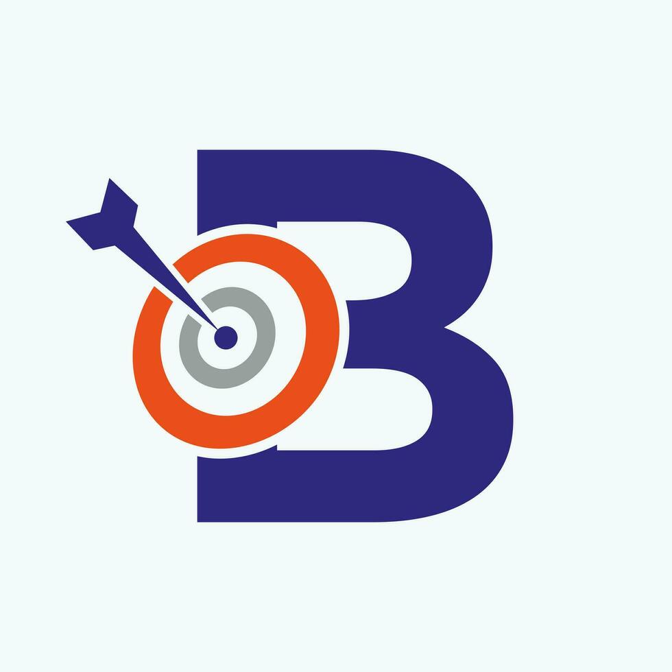 lettera B freccia bersaglio logo combinare con arco bersaglio simbolo vettore