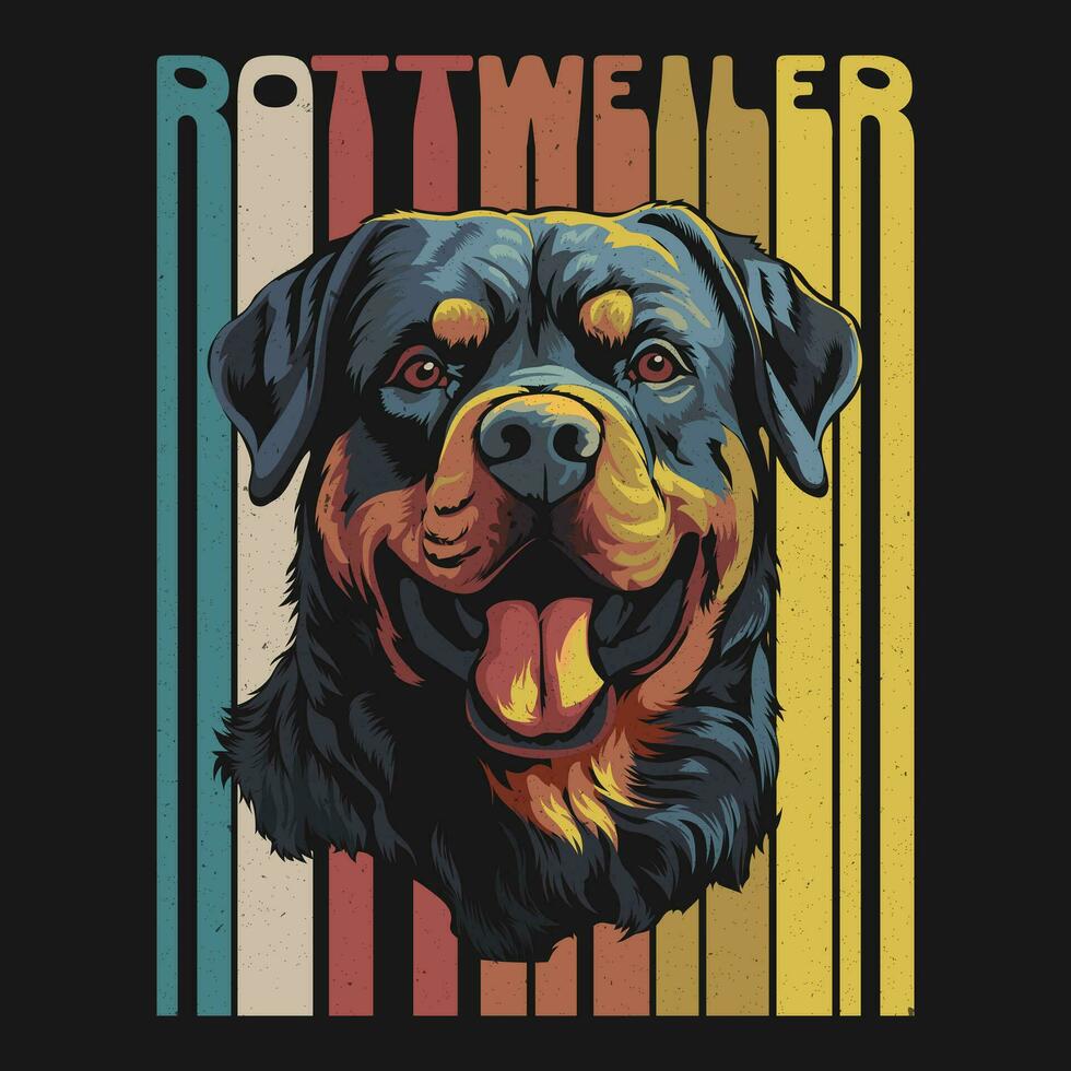 rottweiler cane retrò Vintage ▾ maglietta design vettore