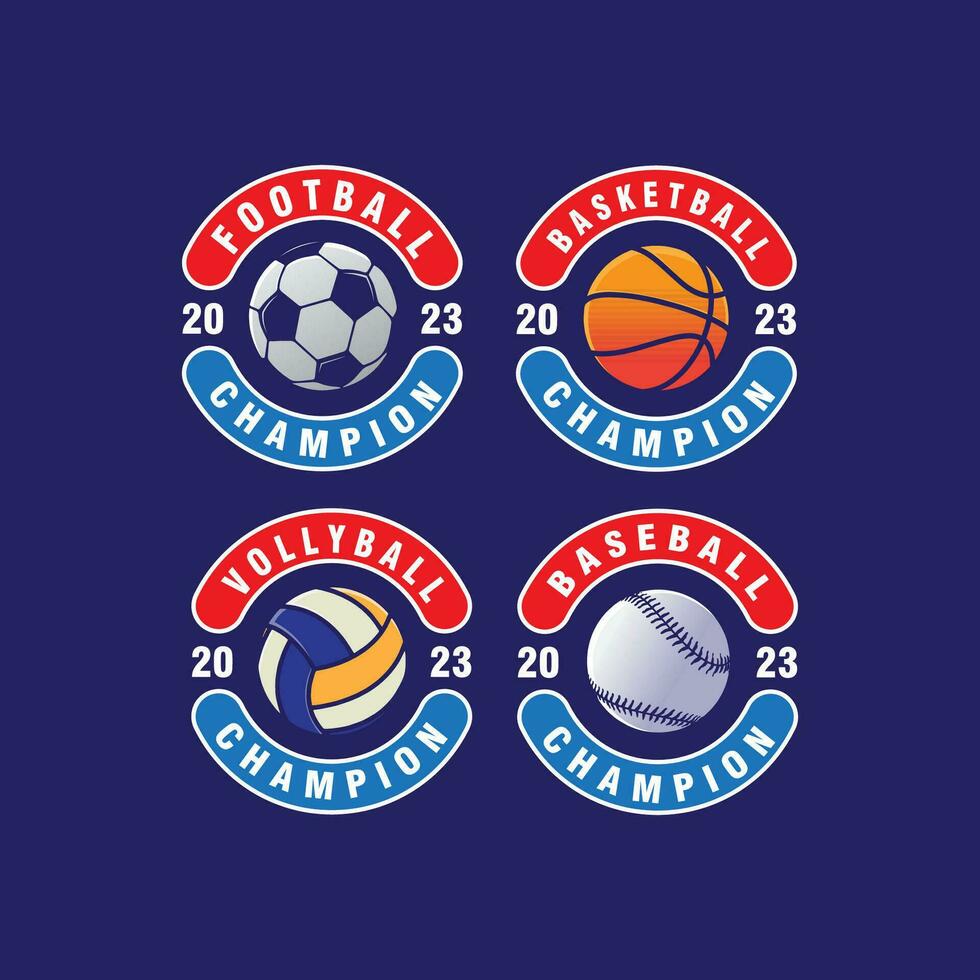 impostato gli sport logo calcio, pallacanestro, pallavolo, baseball distintivo design vettore modello