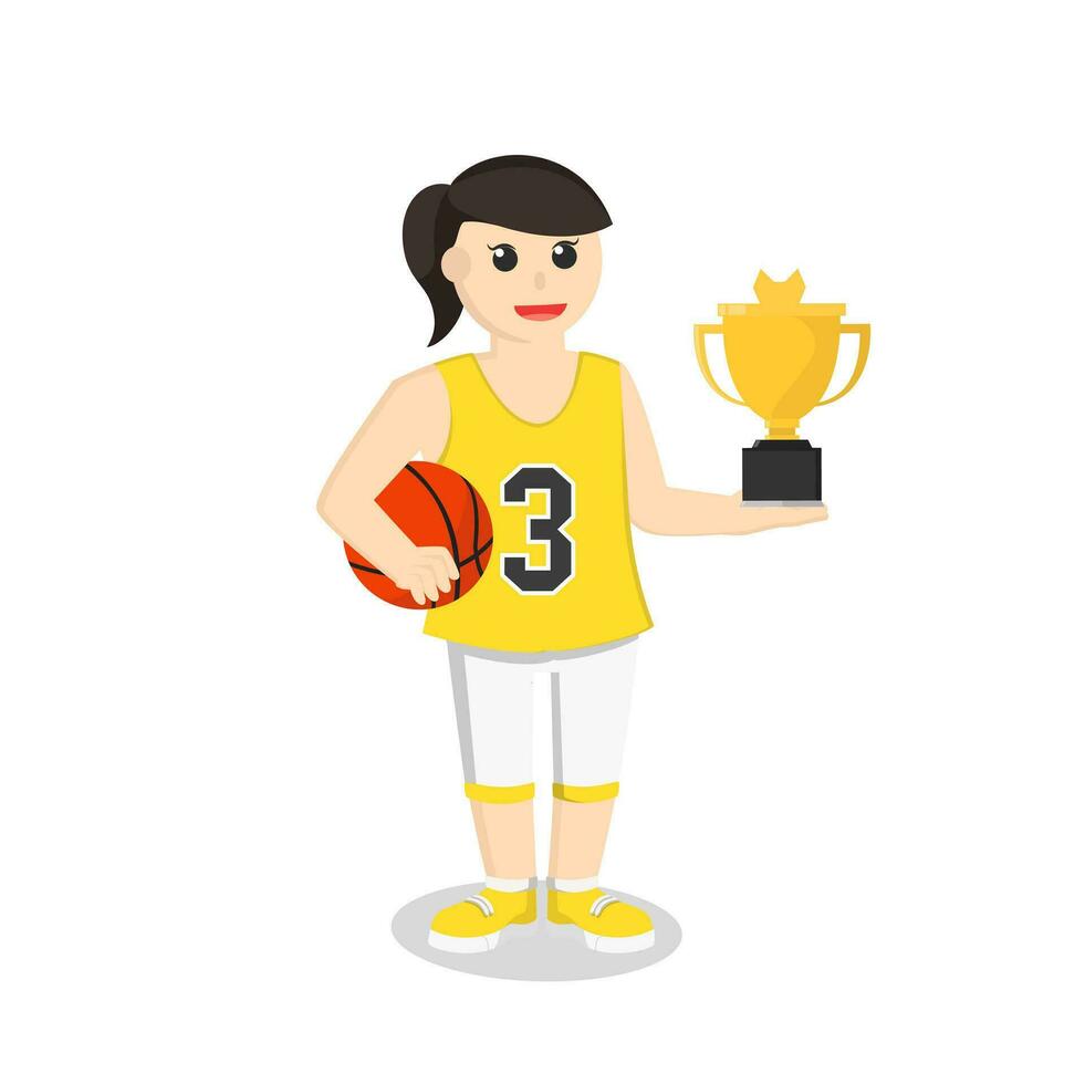 pallacanestro giocatore ragazza avuto trofeo vettore