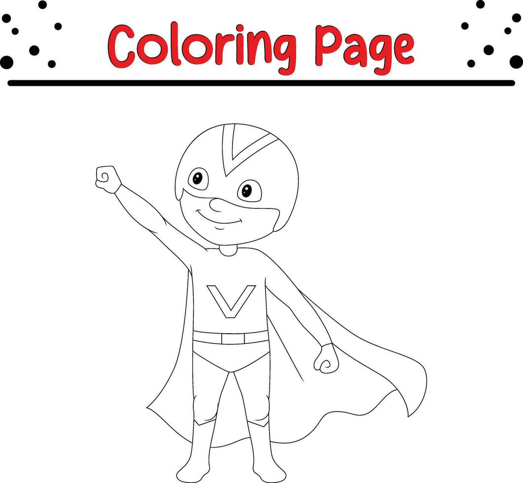 contento supereroe ragazzo in posa colorazione pagina vettore