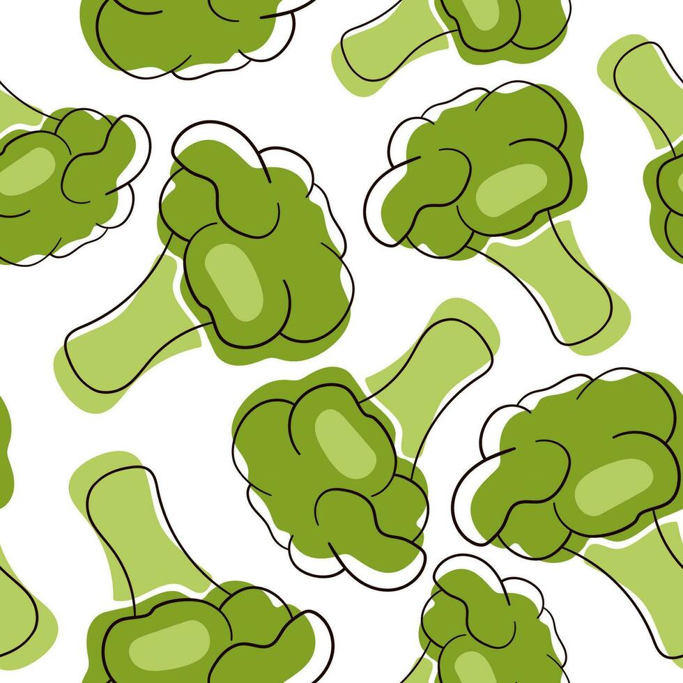 broccoli piatto stile modello. senza soluzione di continuità broccoli modello su bianca sfondo. vettore illustrazione.