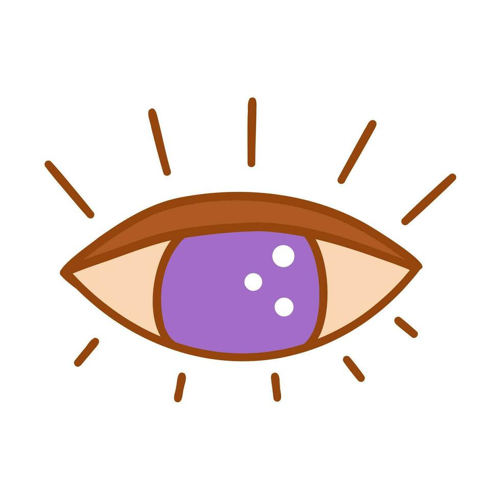 terzo occhio Aperto icona. viola vettore scarabocchio