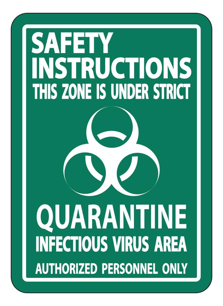 istruzioni di sicurezza isolare il segno dell'area del virus infettivo di quarantena su sfondo bianco, illustrazione vettoriale eps.10