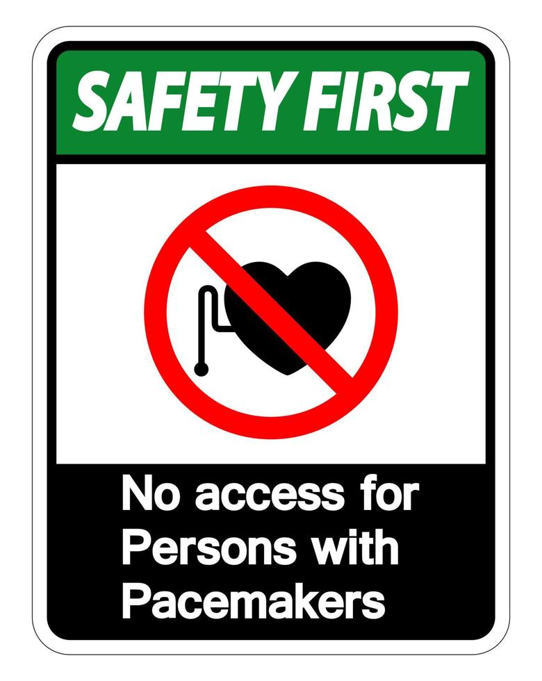 sicurezza prima nessun accesso per le persone con segno simbolo pacemaker su sfondo bianco vettore